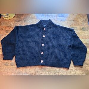 Wol Hide Black Bomber Alpaca cardigan